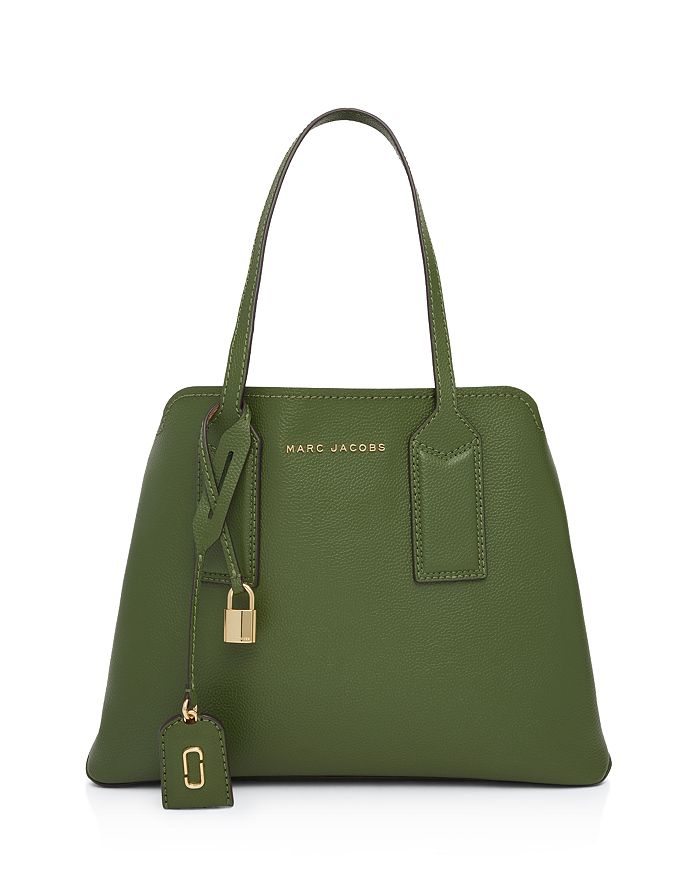 Marc Jacobs The Editor Leather Tote In Sage Green/gold