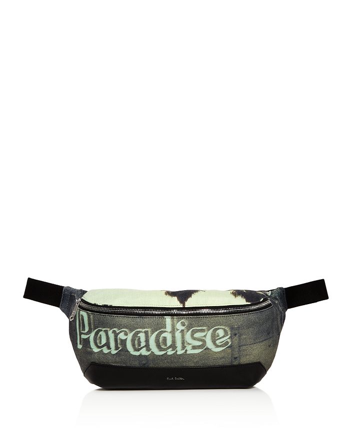 Liked New~PAUL SMITH Men's Paradise Green/Black Fabric Fanny