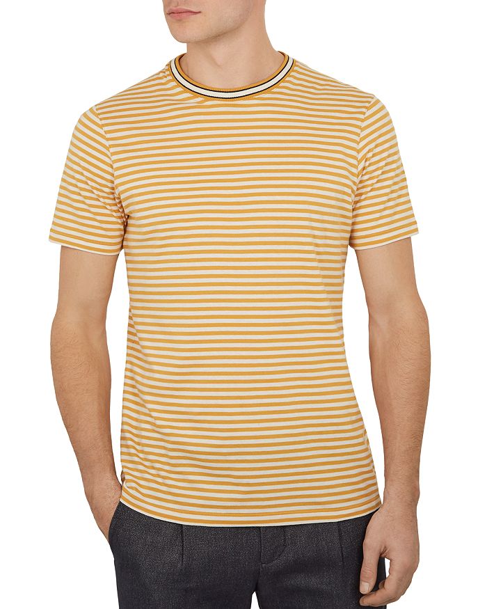Ted Baker Lemur Striped Crewneck Tee In Yellow