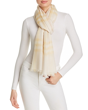 Burberry Lightweight Giant Check Wool & Silk Scarf In Primrose
