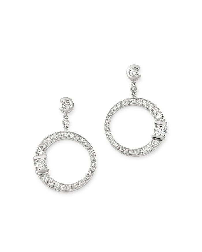 Roberto Coin 18k White Gold Pave Diamond Signature Drop Earrings
