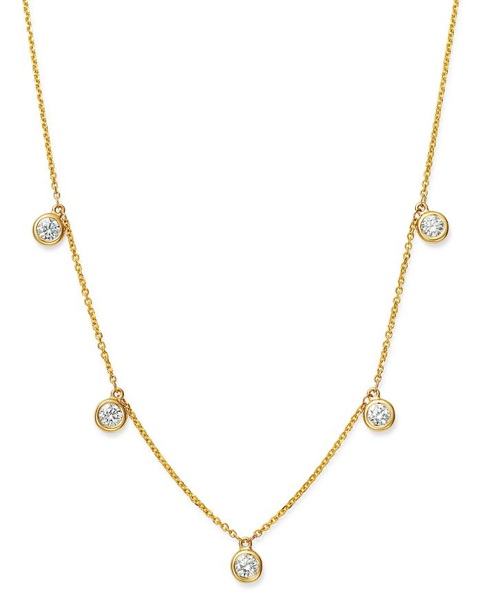 Bloomingdale's Diamond Bezel Set Droplet Necklace in 14K Yellow Gold, 0 ...