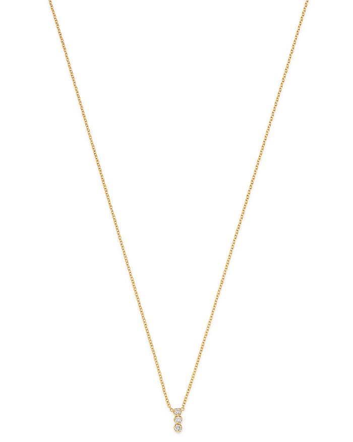 Zoë Chicco 14k Yellow Gold Diamond Bar Pendant Necklace, 16 In White/gold