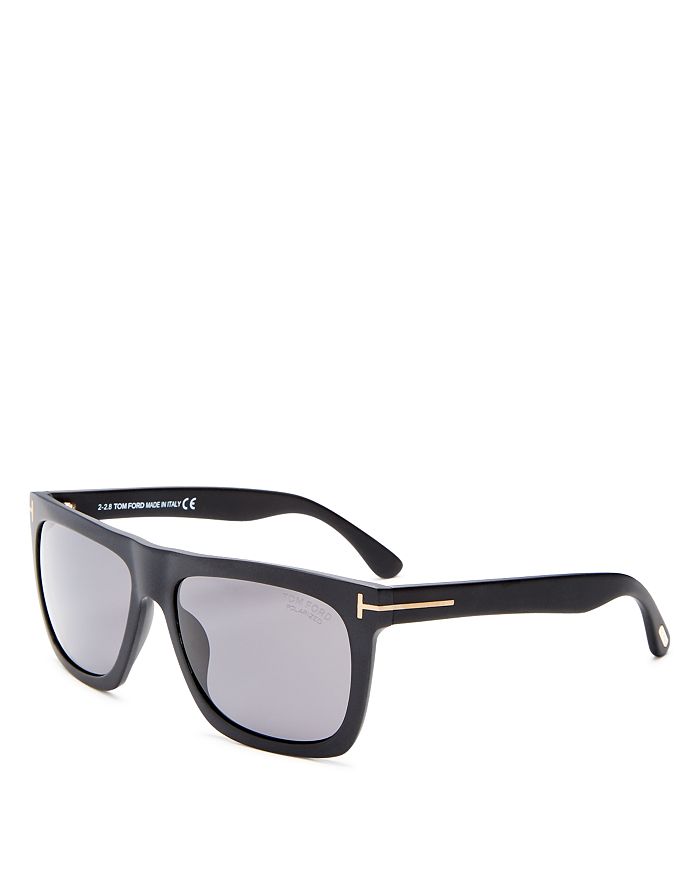 Shop Tom Ford Morgan Polarized Flat Top Square Sunglasses, 57mm In Black/smoke