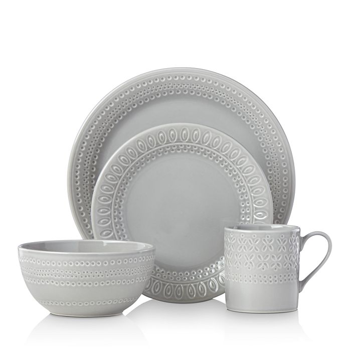 Shop Kate Spade New York Willow Drive 4-piece Place Setting In Gray