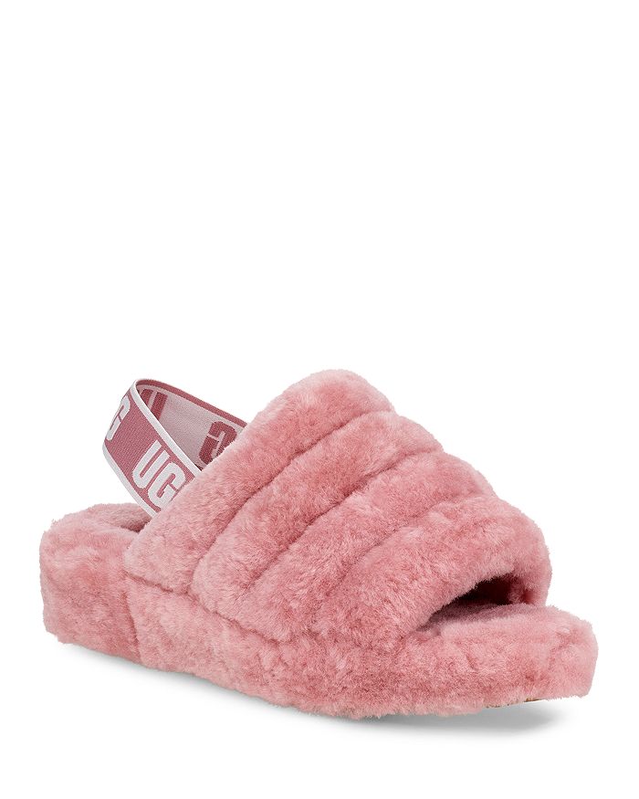 Ugg Women's Fluff Yeah Open Toe Fur Slide Slippers In Pewter
