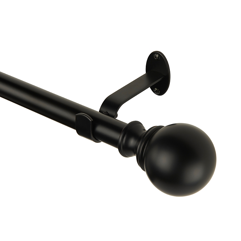 Elrene Home Fashions Cordelia Adjustable Curtain Rod With Ball Finials, 28-48 In Antique Black