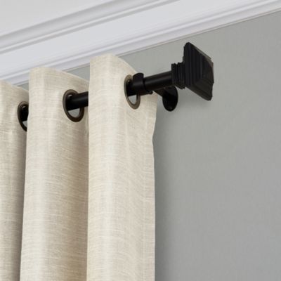 Florence Adjustable Curtain Rod with Square Finials, 28"-48"