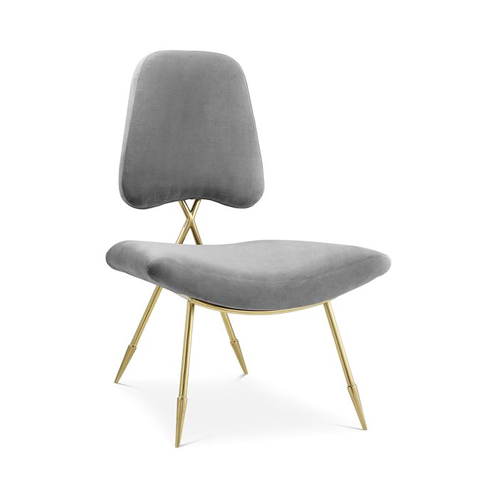 Shop Modway Ponder Upholstered Velvet Lounge Chair In Gray