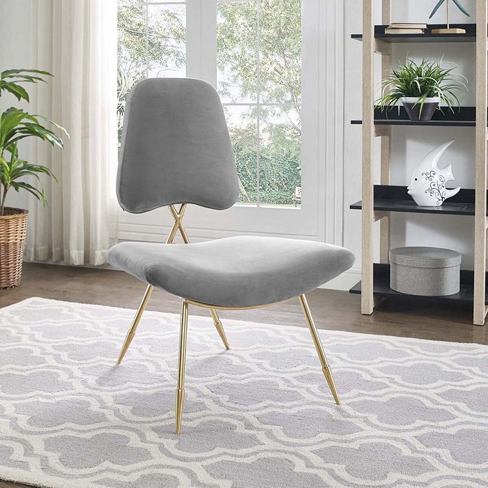 Shop Modway Ponder Upholstered Velvet Lounge Chair In Gray