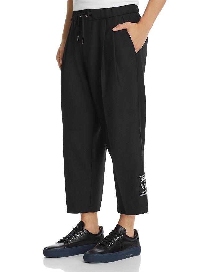 Versace Jeans Couture Cropped Twill Regular Fit Pants In Black