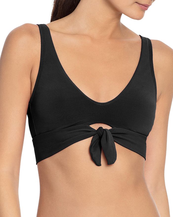 Robin Piccone Ava Knot Front Bikini Top In Black