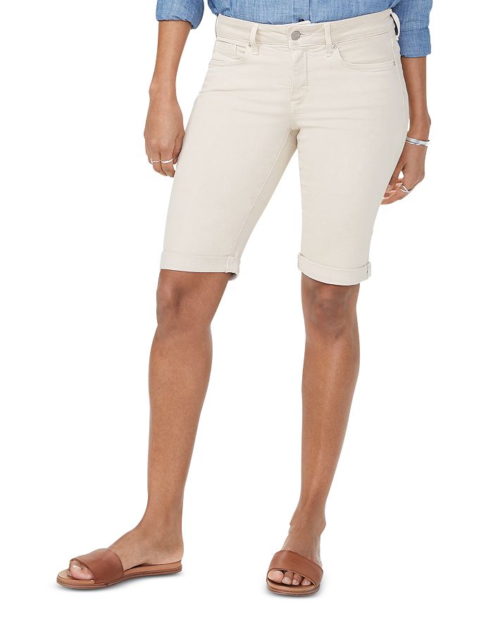 Nydj Petites Briella Cuffed Denim Bermuda Shorts In Feather In Feather