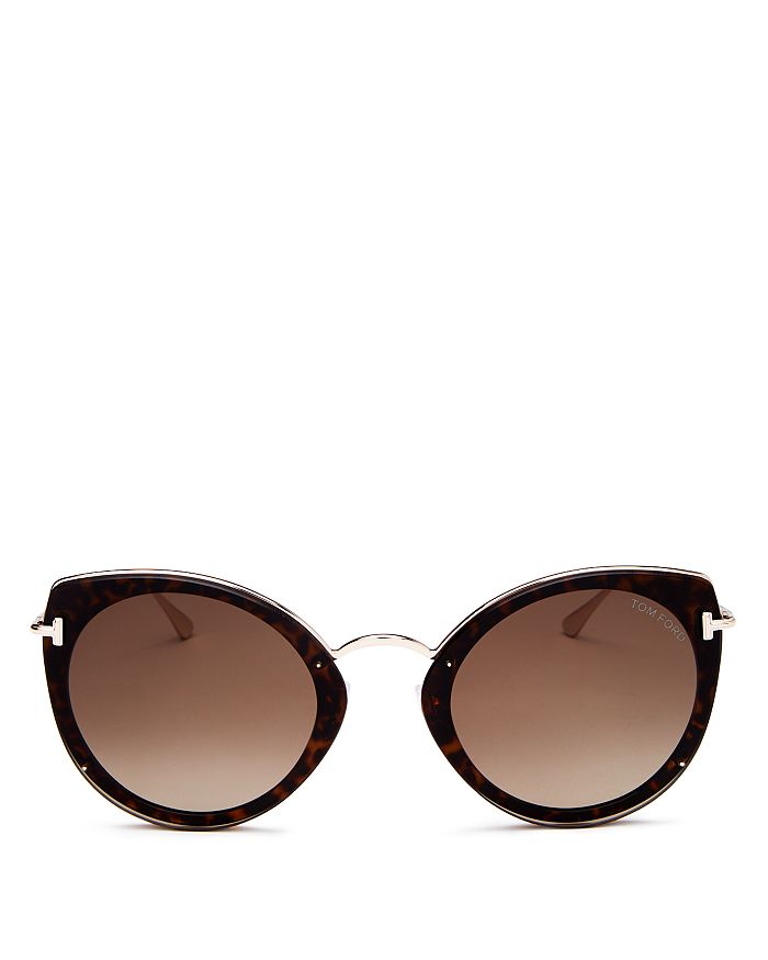 Tom Ford Women's Jess Rimless Cat Eye Sunglasses, 63mm In Dark Havana/roviex Gradient