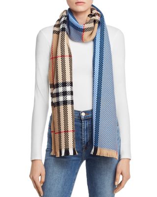 Giant Check Color-Block Wool Scarf 