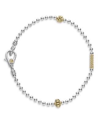 Sterling Silver & 18K Yellow Gold Caviar Icon Row Bracelet