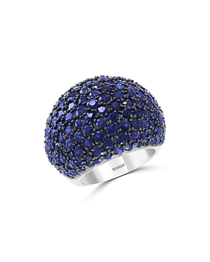 Bloomingdale's Blue Sapphire Statement Ring In 14k White Gold - 100% Exclusive In Blue/white