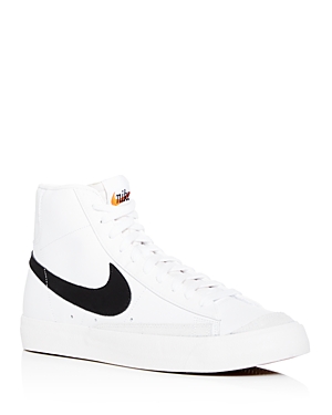 Nike Men's Blazer Mid '77 Vintage Leather High-top Sneakers In White/black