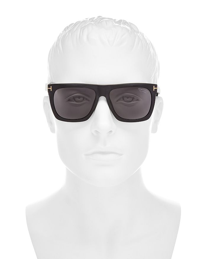 Tom Ford Morgan Polarized Flat Top Square Sunglasses, 57mm In Black/smoke |  ModeSens