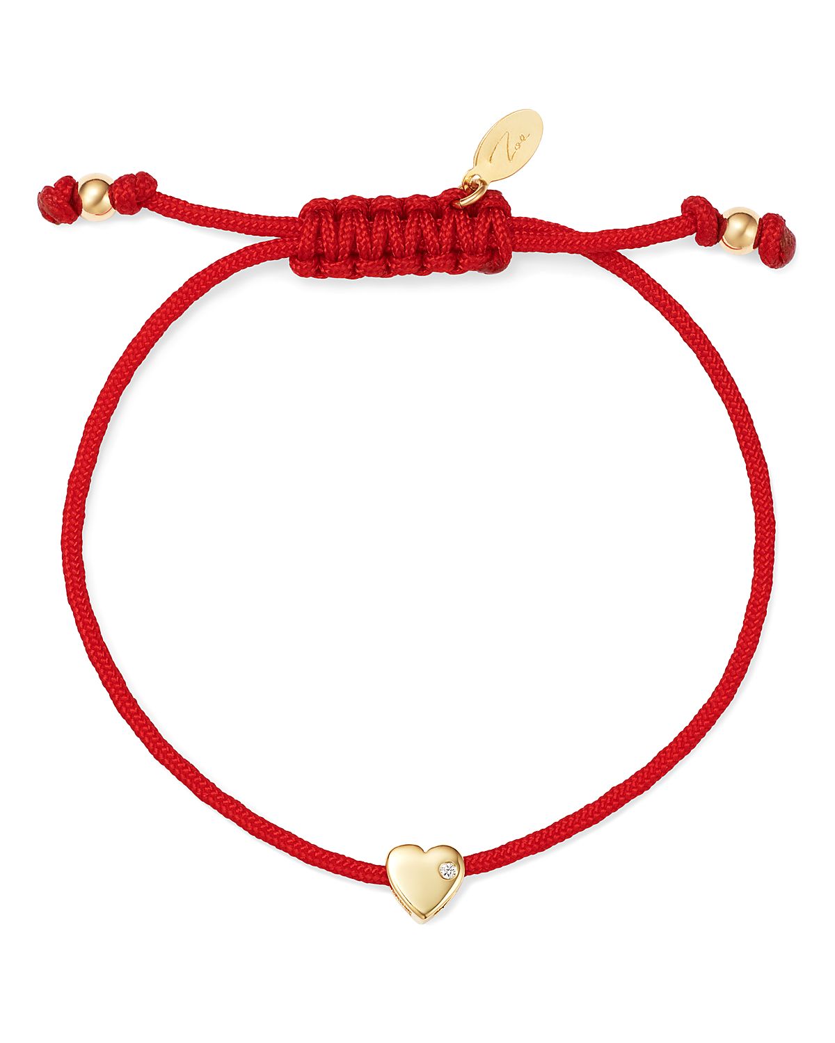 Zoe Lev 14K Yellow Gold Red Heart Fortune Diamond Bracelet