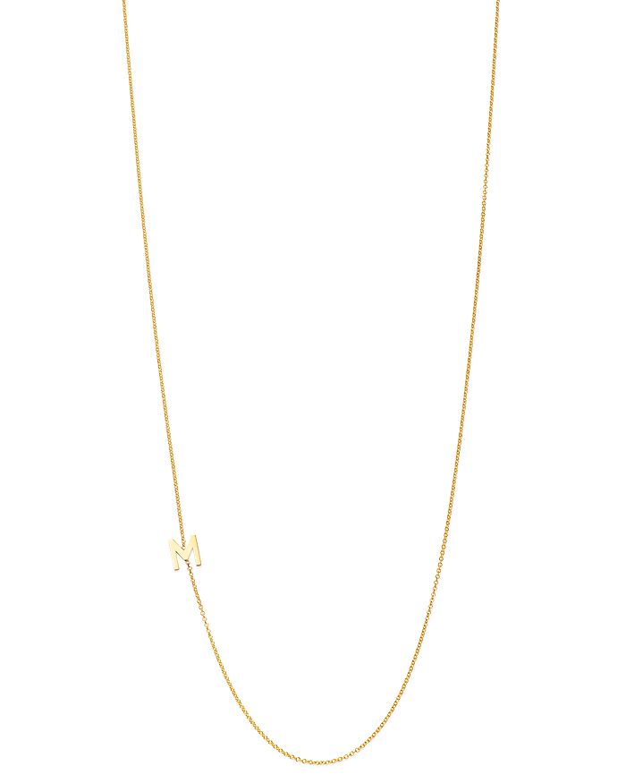 Zoe Lev 14k Yellow Gold Asymmetrical Initial Pendant Necklace, 18l In M/gold