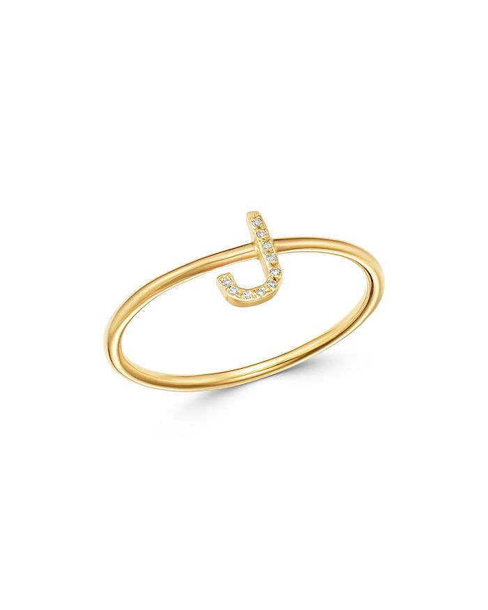 Zoe Lev 14k Yellow Gold Initial Diamond Ring In J/gold