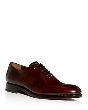 Ferragamo Men's Angiolo Leather Plain Toe Oxfords - Regular In Africa Brown