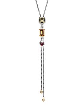 David Yurman - Sterling Silver Lariat Necklace with Gemstones, 18K Yellow Gold & Diamonds, 34"