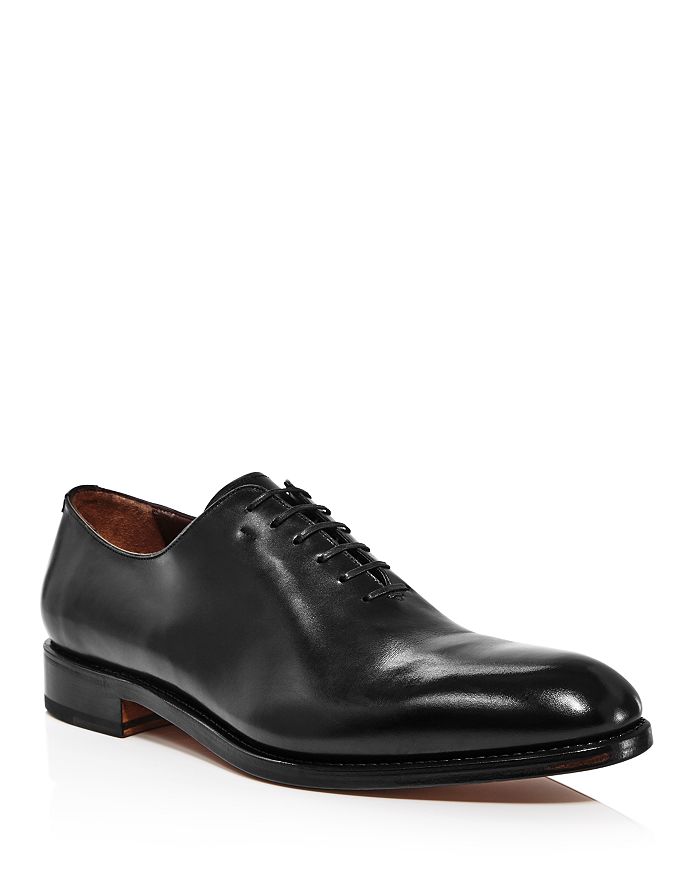 Shop Ferragamo Men's Angiolo Leather Plain Toe Oxfords - Wide In Nero