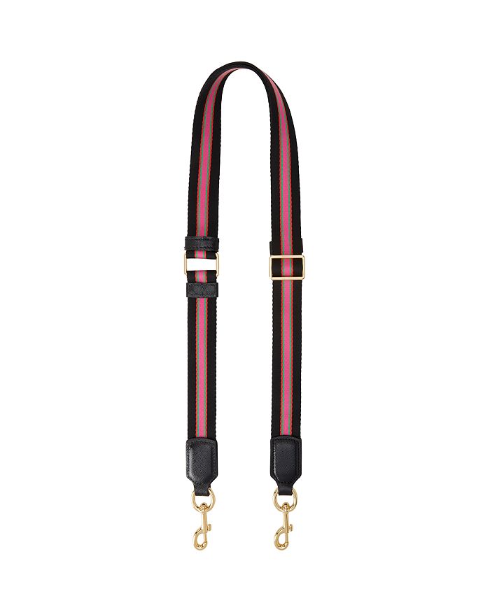 Marc Jacobs Sport Stripe Thin Webbing Adjustable Strap In Black Multi/gold