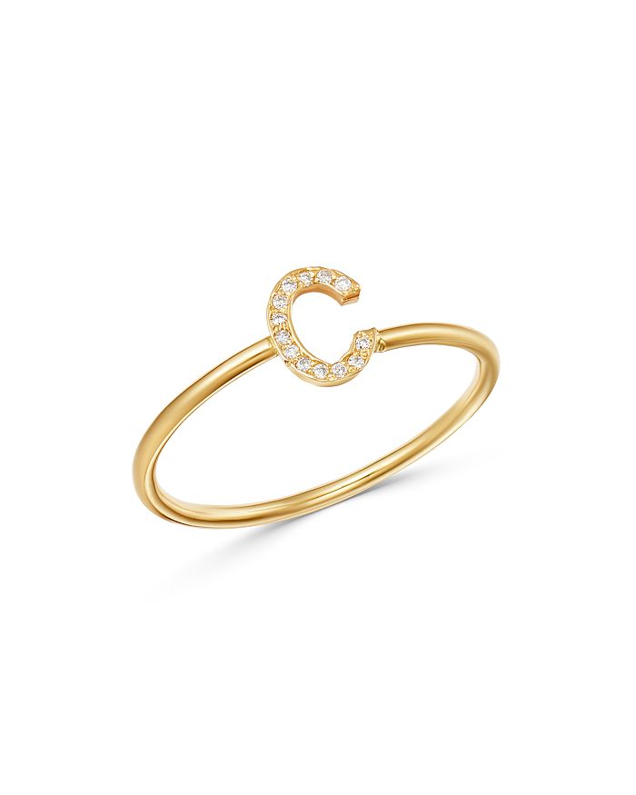 Zoe Lev 14k Yellow Gold Initial Diamond Ring In C/gold