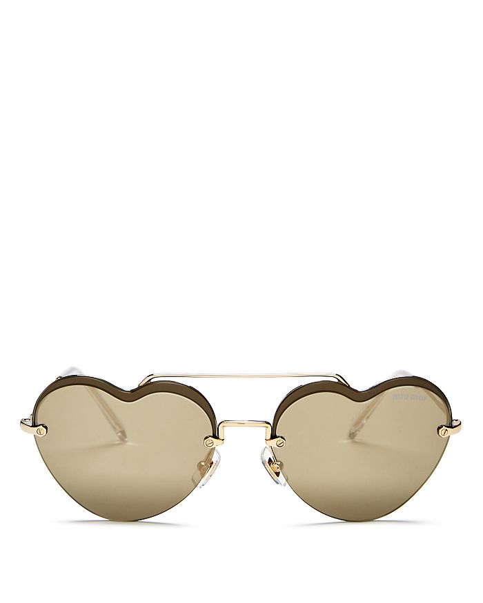 Miu Miu Women's Brow Bar Heart Sunglasses, 58mm In Gold/light Brown Mirror