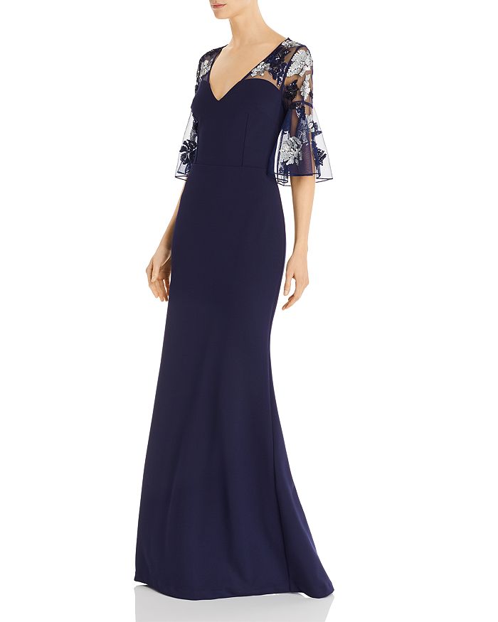 AIDAN MATTOX EMBELLISHED CREPE GOWN,MD1E204367