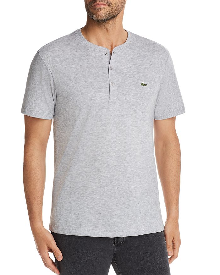 Lacoste Regular-fit Pima Cotton Henley In Silver
