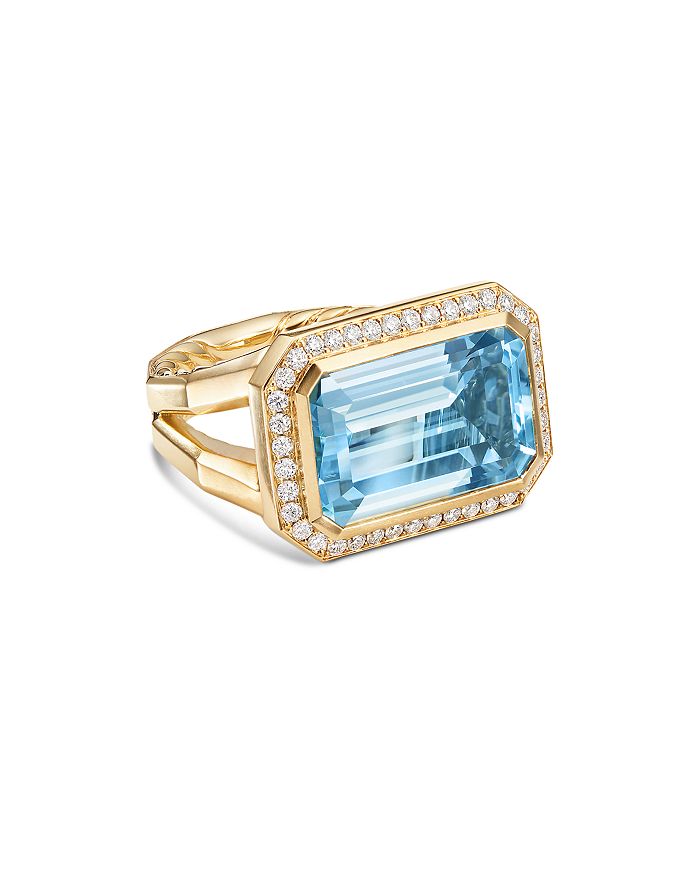 DAVID YURMAN 18K YELLOW GOLD NOVELLA STATEMENT RING WITH BLUE TOPAZ & DIAMONDS,R14445D88ABTDI7