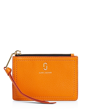 Marc Jacobs Top Zip Small Leather Wallet In Kumquat/gold