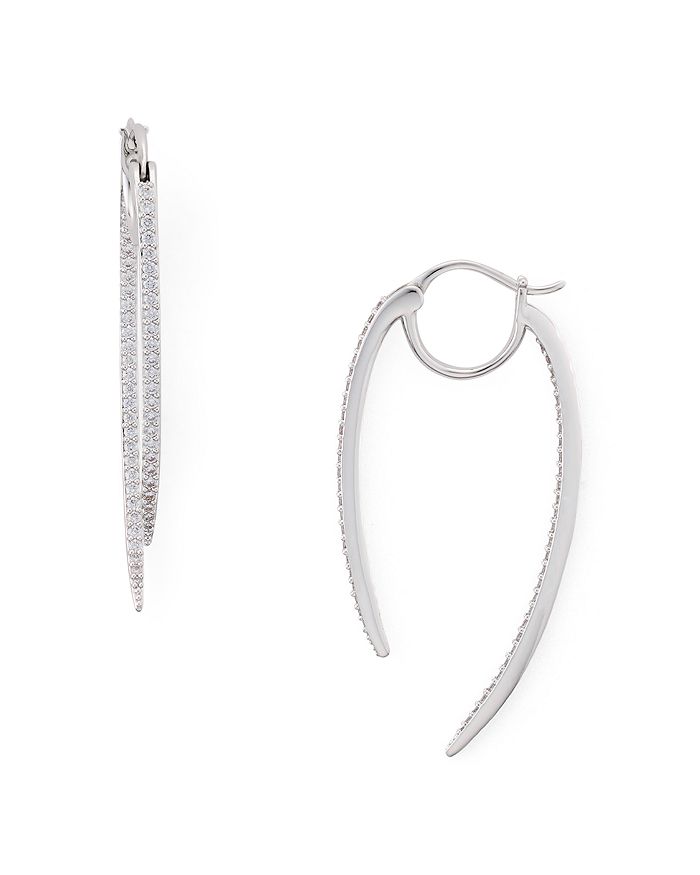 Nadri Curved Spike Hoop Earrings In Silver