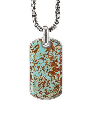 Men's Sterling Silver Streamline&reg; Tag with Exotic Stones, 35mm