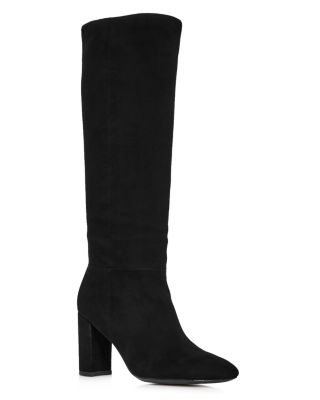 black suede knee high boots block heel
