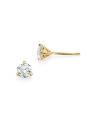 Certified Diamond Stud Earrings in 18K Yellow Gold Martini Setting 