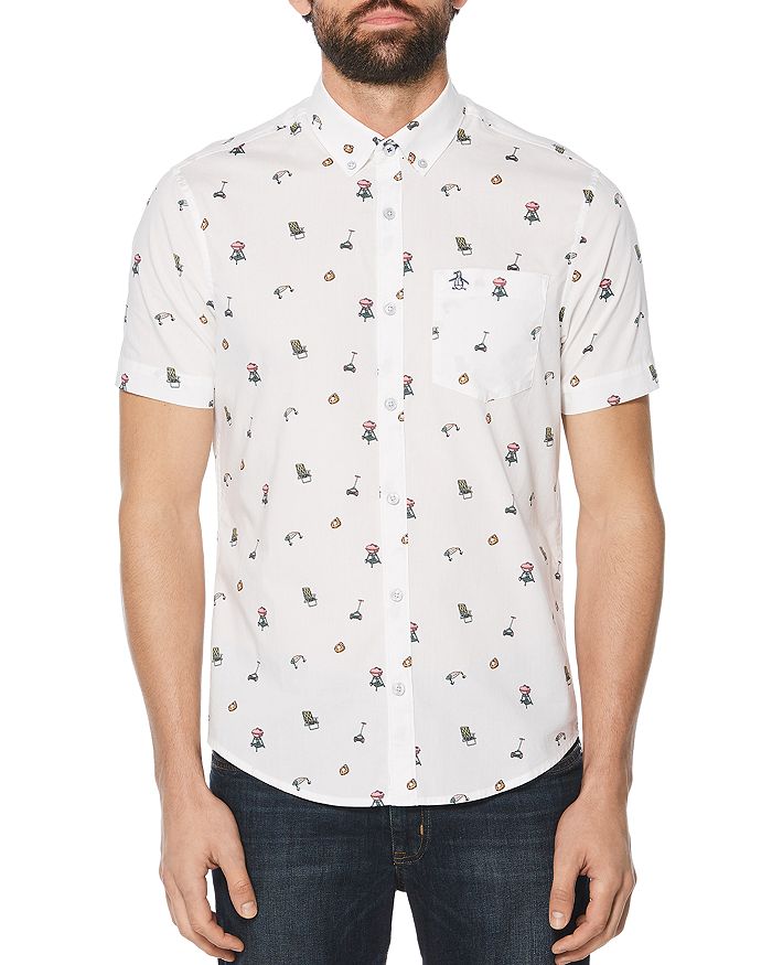 Shop Original Penguin Dad Short Sleeve Printed Slim Fit Button