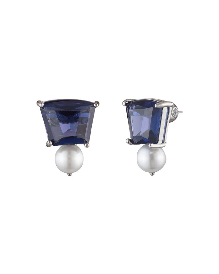 Carolee Stone Trapezoid Earrings In Silver/blue