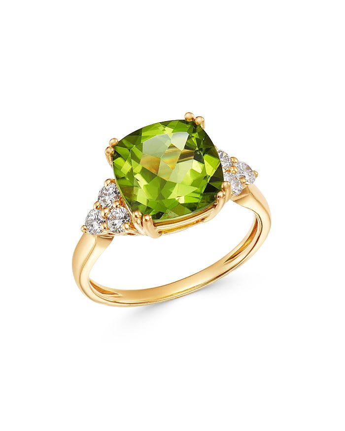 Bloomingdale's Peridot & Diamond Classic Ring In 14k Yellow Gold - 100% Exclusive In Green/gold