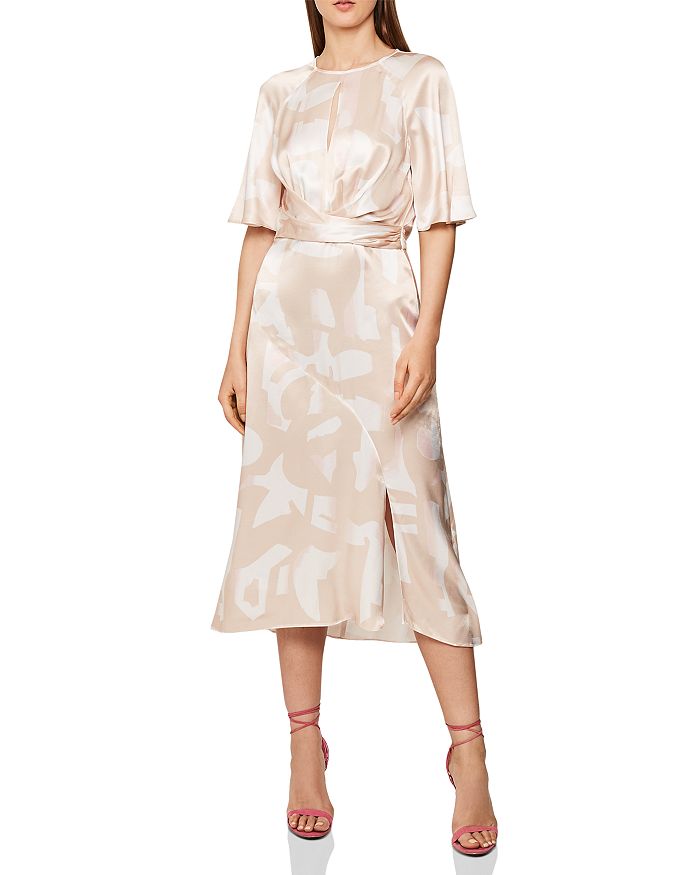 REISS Arlo Abstract Pattern Midi Dress | Bloomingdale's