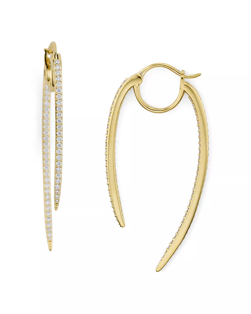 Nadri Curved Spike Hoop Earrings