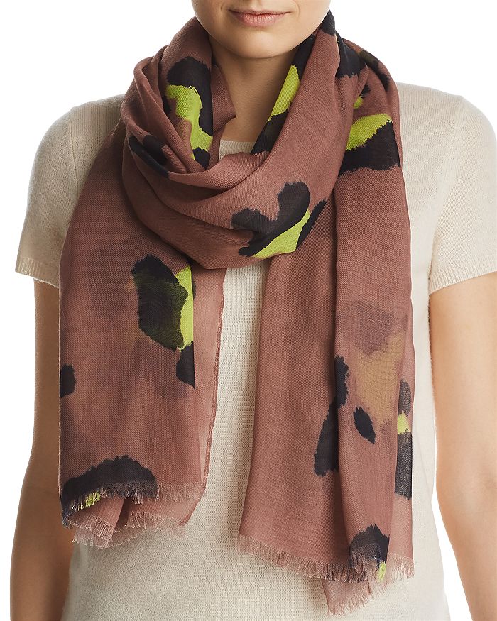 Bloomingdale's Leopard Print Wool Scarf - 100% Exclusive - Camel