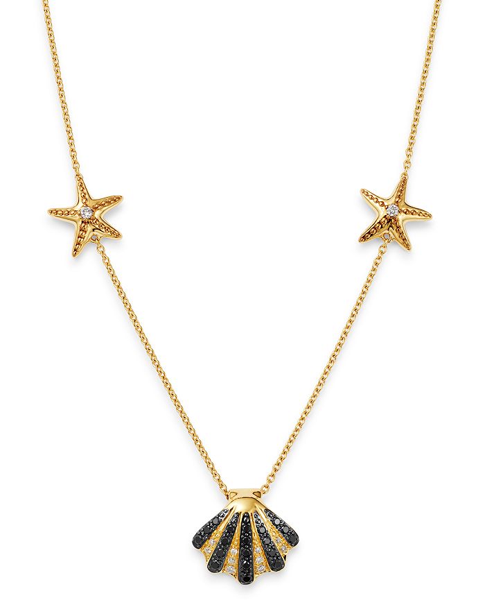 Bloomingdale's Black, Brown & White Diamond Sea-inspired Necklace In 14k Yellow Gold, 17 - 100% Exclusive In Black/gold