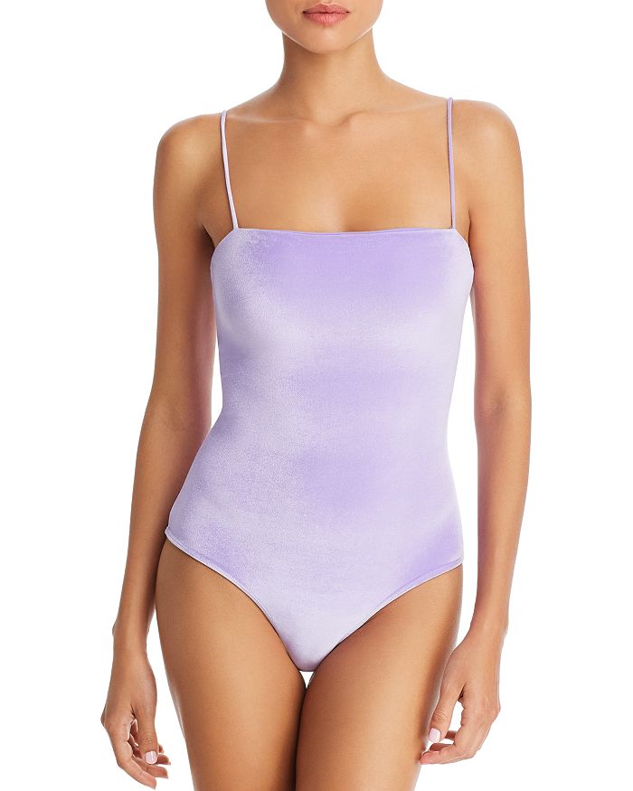 Paper London Sting Ray Velvet One Piece Swimsuit In Lilac