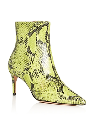 Shop Schutz Women's Bette Snake-embossed High-heel Booties In Neon Yellow