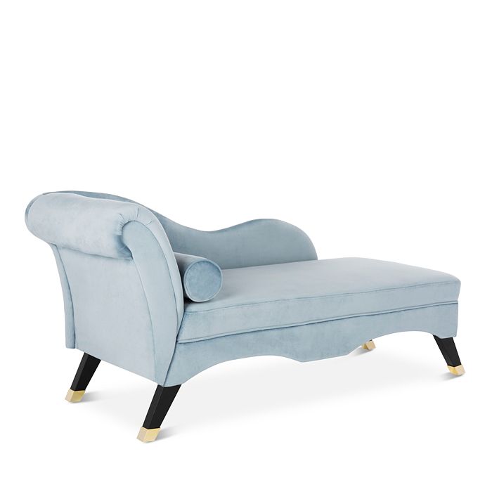 Shop Safavieh Caiden Velvet Chaise With Pillow In Slate Blue/espresso